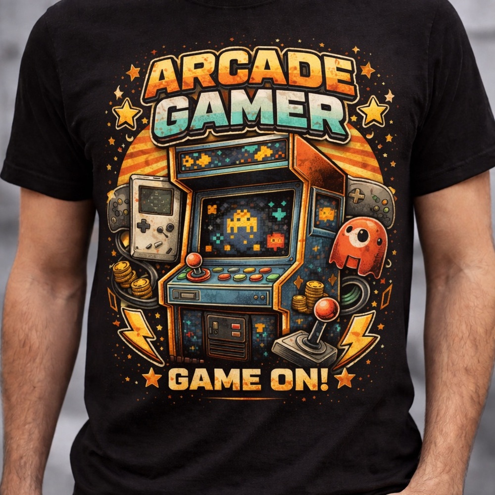 Arcade Gamer Graphic Tee - Black